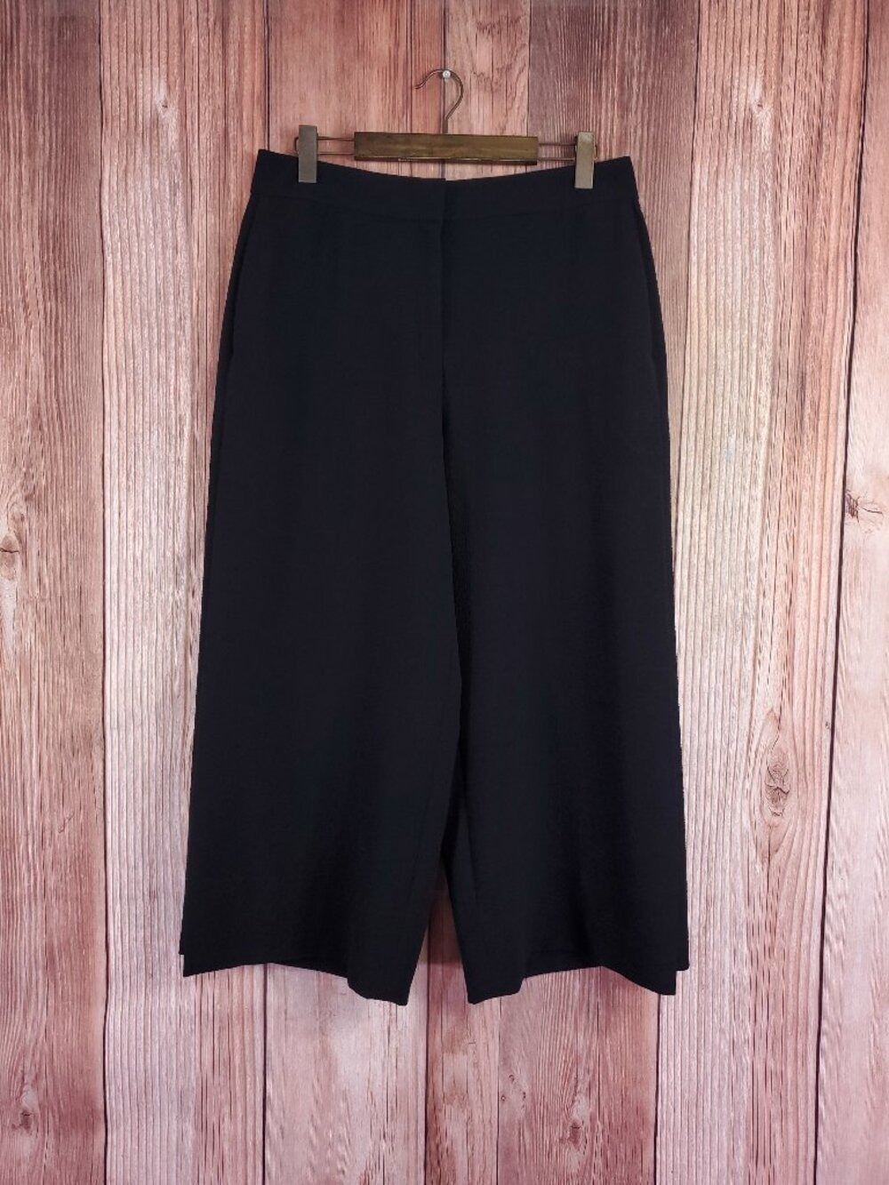 MM Lafleur The Zhou Culotte Wide Leg Pants Size 12 Crepe Crop High Rise Black